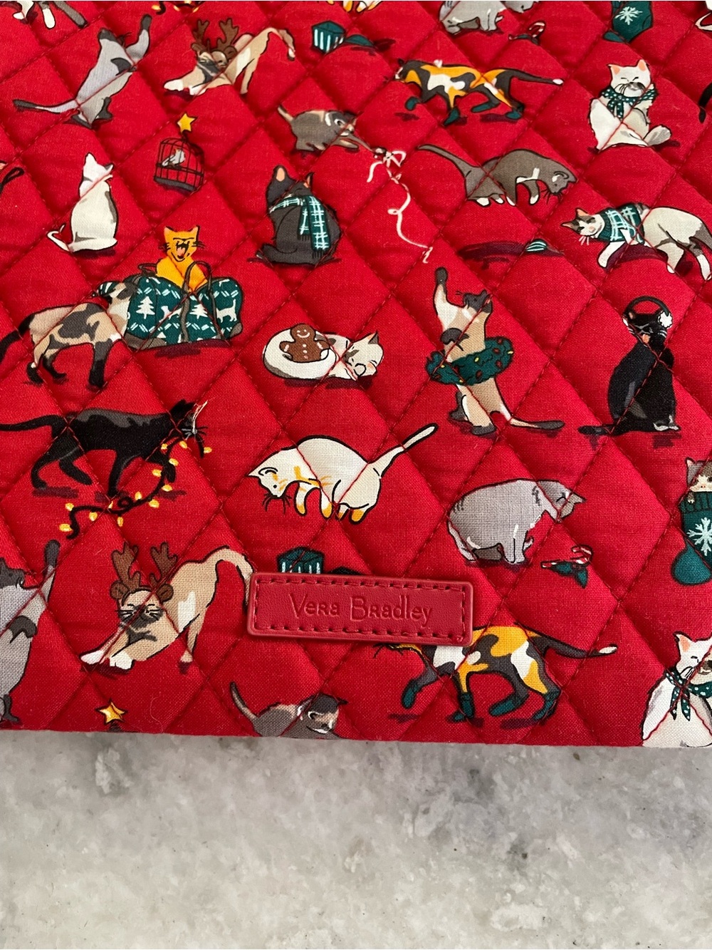 Vera Bradley Holiday Cat Essential Tote - Picture 2 of 10